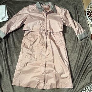 Fleet Street Chic Light Pink Trench Coat with Gray Accents